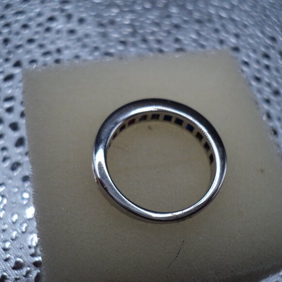 Multi CZ sterling silver band ring size 6 POS190 - Picture 6 of 6